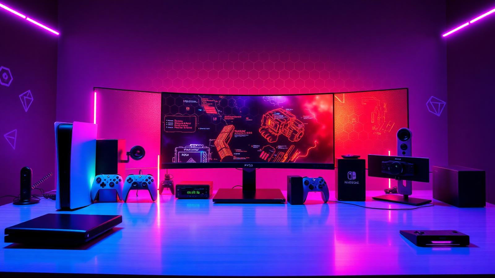 Gaming battlestation with PS5, Xbox and Nintendo Switch